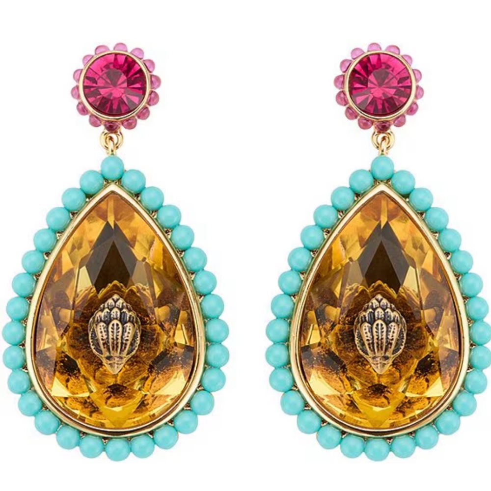 Kurt Geiger London Statement Eagle Vintage Signature Gem Drop Earrings